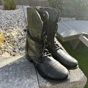 Black Lace-Up Combat Boots